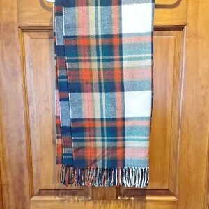J. Crew Plaid Scarf in Blue, Red, and White